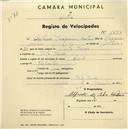 Registo de velocípede com o nº 1877, em nome de António Joaquim Mateus, morador em Vila Verde.