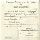 Registo de velocípede de marca Caravela, com o nº 4933, em nome de Manuel da Costa Rodrigues, morador em Fontanelas.