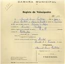 Registo de velocípede de marca R & P, com o nº 184, em nome de Manuel Luís Cartaxo, morador em Linhó.