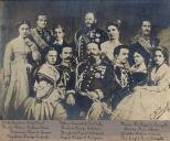 Clotilde Napoleone Princesa Imp.te, Maria Vittoria Duchessa d'Aosta,Commaso Duca di Genova, Napoleone Principe Imperiale, Vittorio Emanuele II Re d'Italia, Umberto Principe Ereditario, Margherita Princip.sa di Piemonte, Eugenio Principe di Carignano, Maria Pia Regina di Portogallo, Amadeo Duca d'Aosta, Elisabetta Duchessa di Genosa, Don Luigh I Re di Portogallo.