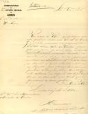 Ofício do Comissário da Divisão Policial de Lisboa, J. António Maria de Noronha, ao Administrador do Concelho de Sintra, pedindo para que seja intimado Vicente de Castro Guimarães, morador na freguesia de S. Pedro, para que mande consertar a canalização dos despejos do seu prédio no largo de Madalena, nºs 3 a 6.