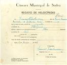 Registo de velocípede de marca Pires, com o nº 9545, em nome de Francisco Pedro Bandarra, morador em Pexilgais.