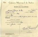 Registo de velocípede de marca Vitória, com o nº 10117, em nome de Manuel Rodrigues da Silva, morador em Azoia.