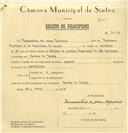 Registo de velocípede com o nº 7049, em nome de Diamantino de Jesus Cipriano, morador em Várzea de Sintra.