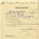 Registo de velocípede de marca Auto moto com o nº 5891, em nome de António Manuel de Matos Velez, morador em Rinchoa.