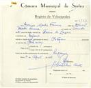 Registo de velocípede de marca Ortigan, com o nº 9193, em nome de Américo Mendes Ferreira, morador em Eugaria.