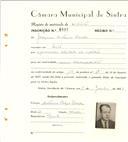 Registo de matricula de velocipedista em nome de Joaquim António Rosado, morador em Sintra, com o nº de inscrição 6507.