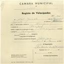 Registo de velocípede de marca Olympique, com o nº 906, em nome de Abel Jacinto, morador em Assafora.