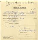 Registo de velocípede de marca Deka, com o nº 6670, em nome de Álvaro António Domingos, morador em Aruil de Cima.