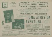 Programa do filme "Uma Atrevida Aventura" com a participação de Jean Simmons e Dirk Bogarde e David Tomlinson. 