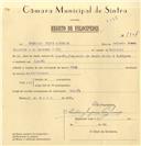 Registo de velocípede com o nº 7904, em nome de Fernando Jesus Carreira, morador em Lourel.
