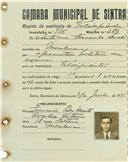 Registo de matricula de velocipedista em nome de António Fernando Duarte, morador em Morelena, com o nº de inscrição 996.