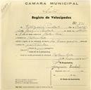 Registo de velocípede de marca Françoise, com o nº 731, em nome de Elisiário Pardal, morador em Bolembre.