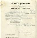Registo de velocípede de marca Champion, com o nº 4549, em nome de Silvestre Luís Anjos, morador em Bolembre.