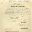 Registo de velocípede de marca Cicles Elios, com o nº 213, em nome de Luís Maria Gonzaga Onofre, morador em Belas.