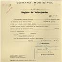 Registo de velocípede com o nº 464, em nome de Francisco Duarte Ribeiro, morador em Dona Maria.
