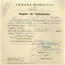 Registo de velocípede de marca Hércules, com o nº 3986, em nome de Valentim dos Reis Bettencourt, morador em Queluz.