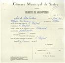 Registo de velocípede de marca Nacional com o nº 8532, em nome de José da Silva Isidoro, morador em S. Miguel.
