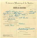 Registo de velocípede de marca Cicles Pombal, com o nº 7792, em nome de António Rodrigues Saraiva, morador em Sintra.