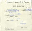 Registo de velocípede com o nº 8750, em nome de Jorge Tomás Gaspar, morador em Pendão.
