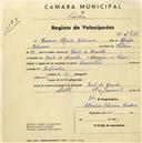 Registo de velocípede com o nº 2311, em nome de Francisco Alfredo Feleciano, morador em Fonte da Aranha.