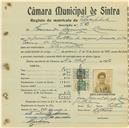 Registo de matricula de velocipedista em nome de Fernando Domingos Carioca, morador em Cortesia, com o nº de inscrição 588.