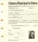 Registo de matricula de carroceiro de 2 ou mais animais em nome de Maria Eugénia Gonçalves, moradora no Algueirão, com o nº de inscrição 2138.