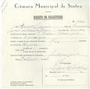 Registo de velocípede com o nº 5762, em nome de Manuel Lúcio, morador em Carenque.