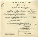 Registo de velocípede de marca Nacional, com o nº 3275, em nome de Adelino Jorge Simões, morador em Abrunheira.
