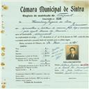 Registo de matricula de velocipedista em nome de Marcelino Gregório da Silva, morador em Galamares, com o nº de inscrição 826.