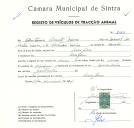 Registo de um veiculo de duas rodas tirado por um animal de espécie asinina destinado a transporte de mercadorias em nome de António Vicente Neves, morador na Assafora.