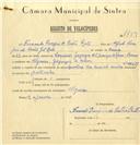 Registo de velocípede de marca Monotrave, com o nº 7459, em nome de Fernando Procópio de Castro Rato, morador em Ulgueira.