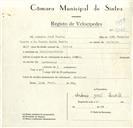 Registo de velocípede de marca Milita, com o nº 9145, em nome de António José Duarte, morador em Morelena.