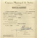 Registo de velocípede com o nº 8098, em nome de Joaquim Alexandre Duarte, morador em Casais da Cabrela.