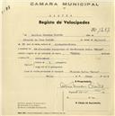 Registo de velocípede de marca Flecha, com o nº 1287, em nome de António Massano Corado, morador em Avª Alexandre Herculano nº 28, Belas.