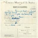 Registo de velocípede de marca Raio, com o nº 5251, em nome de Lúcio Tomásio Duarte, morador em S. João das Lampas.