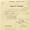 Registo de velocípede com o nº 1729, em nome de Deolinda da Silva Monteiro, moradora em Rinchoa.