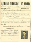 Registo de matricula de velocipedista em nome de Germano Pais Armés, morador em Pero Pinheiro, com o nº de inscrição 2159.