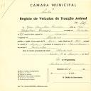 Registo de um veiculo de duas rodas tirado por dois animais de espécie muar destinado a transporte de mercadorias em nome de João Gonçalves Barreira, morador em Almornos.