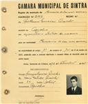 Registo de matricula de carroceiro de 2 ou mais animais em nome de Guilherme Francisco Peixinho, morador em Agualva, com o nº de inscrição 2003.