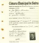 Registo de matricula de carroceiro de 2 ou mais animais em nome de José Tojeira Alexandre, morador em Fontanelas, com o nº de inscrição 2119.