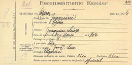 Recenseamento escolar de Joaquim Luís, filho de Joaquim Luís, morador na Ulgueira.
