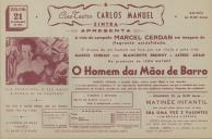 Programa do filme "O Homem das Mãos de Barro" com a participação de Marcel Cerdan, Blanchette Brunoy e Alfred Adam.