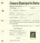 Registo de matricula de carroceiro de 2 ou mais animais em nome de Joaquim Gregório, morador em Belas, com o nº de inscrição 2205.