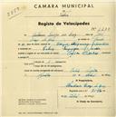 Registo de velocípede com o nº 1610, em nome de António Diogo da Luz, morador em Cabriz.