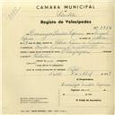 Registo de velocípede de marca Olympique, com o nº 2954, em nome de Domingos Simões Sapina, morador em Fação.