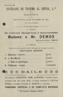 Programa de espetáculos com a participação dos cantores e bailarinos Madame e Mr. Demos.