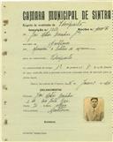 Registo de matricula de velocipedista em nome de José Matias Casinhas Júnior, morador em Montelavar, com o nº de inscrição 1862.