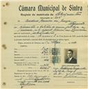 Registo de matricula de velocipedista em nome de António Ramiro de Sousa, morador no Algueirão, com o nº de inscrição 604.