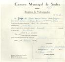 Registo de velocípede de marca Renault, com o nº 8659, em nome de Jorge da Glória Marques Ribeiro, morador em Serradas.